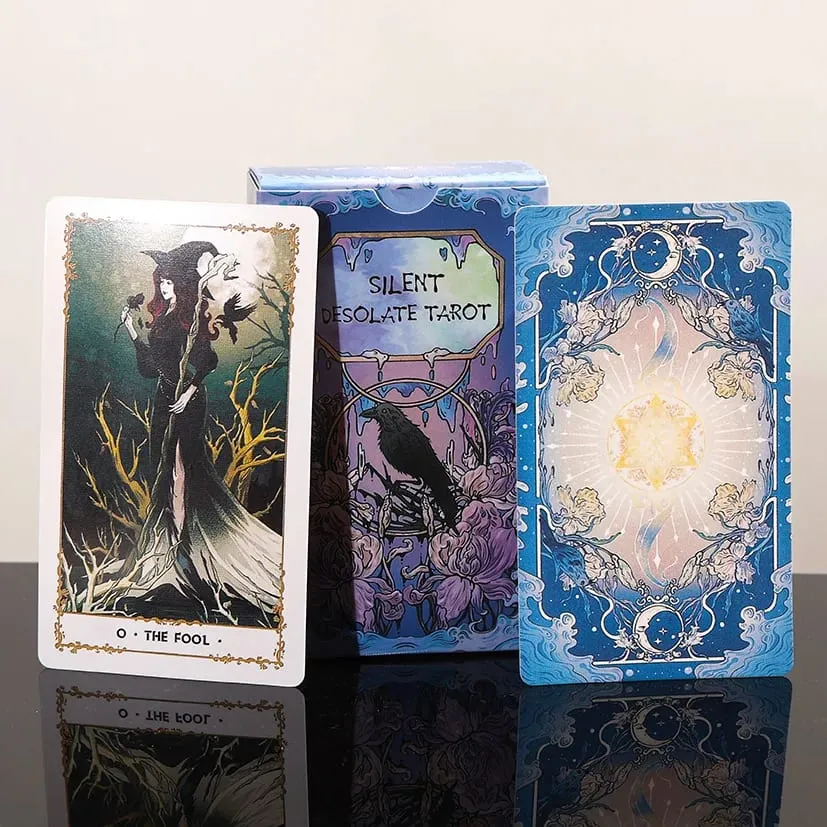 Silent Desolate Tarot Deck 78 Cards Rider Waite System 4.1×2.4 inch Divination Oracle Cards Fate Forecasting Board Game