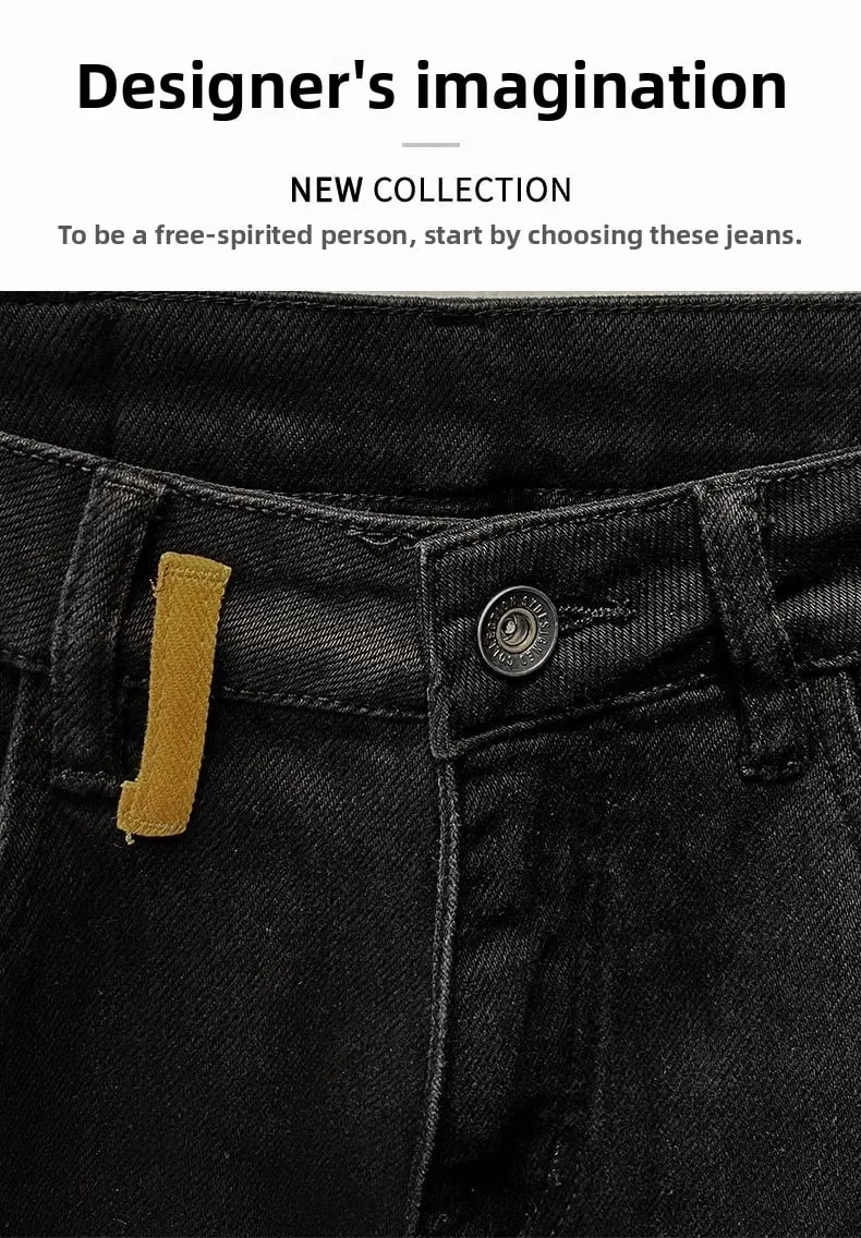 Autumn New Handsome Trendy Brand Black Harlan Jeans Casual Pants Loose Small Straight Casual Trousers Baggy Cargo Pants Man