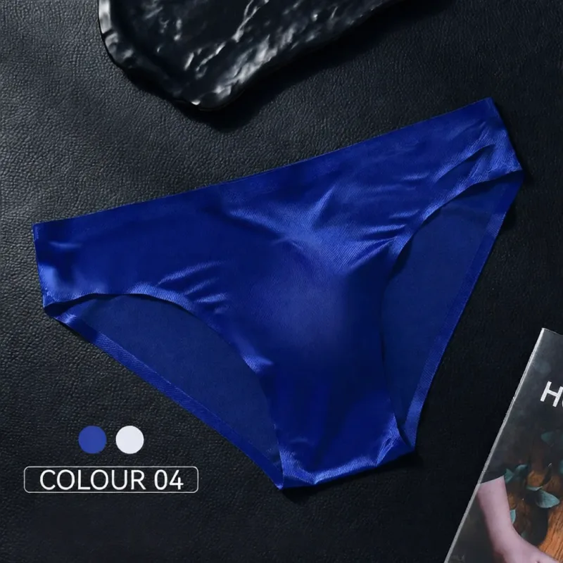 Mens Seamless Briefs Ice Silk Underwear 3D Pouch Breathable Quick Dry Elastic Low Waist Soft Solid Color Men Underpants — image 10