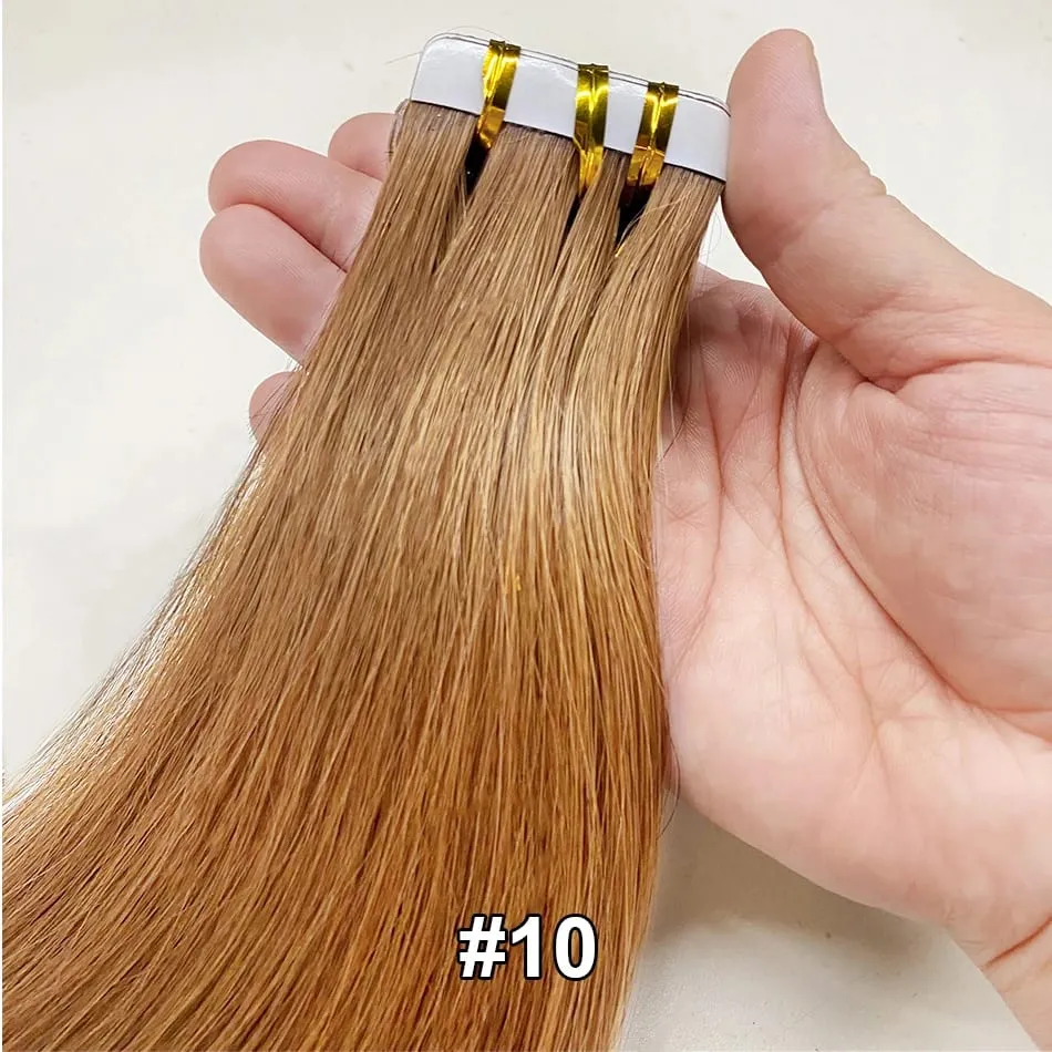 Full Shine Tape In 100% Remy Human Hair Straight Double Sided Blonde Comfortable Silky Natural Tape Ins For Women
