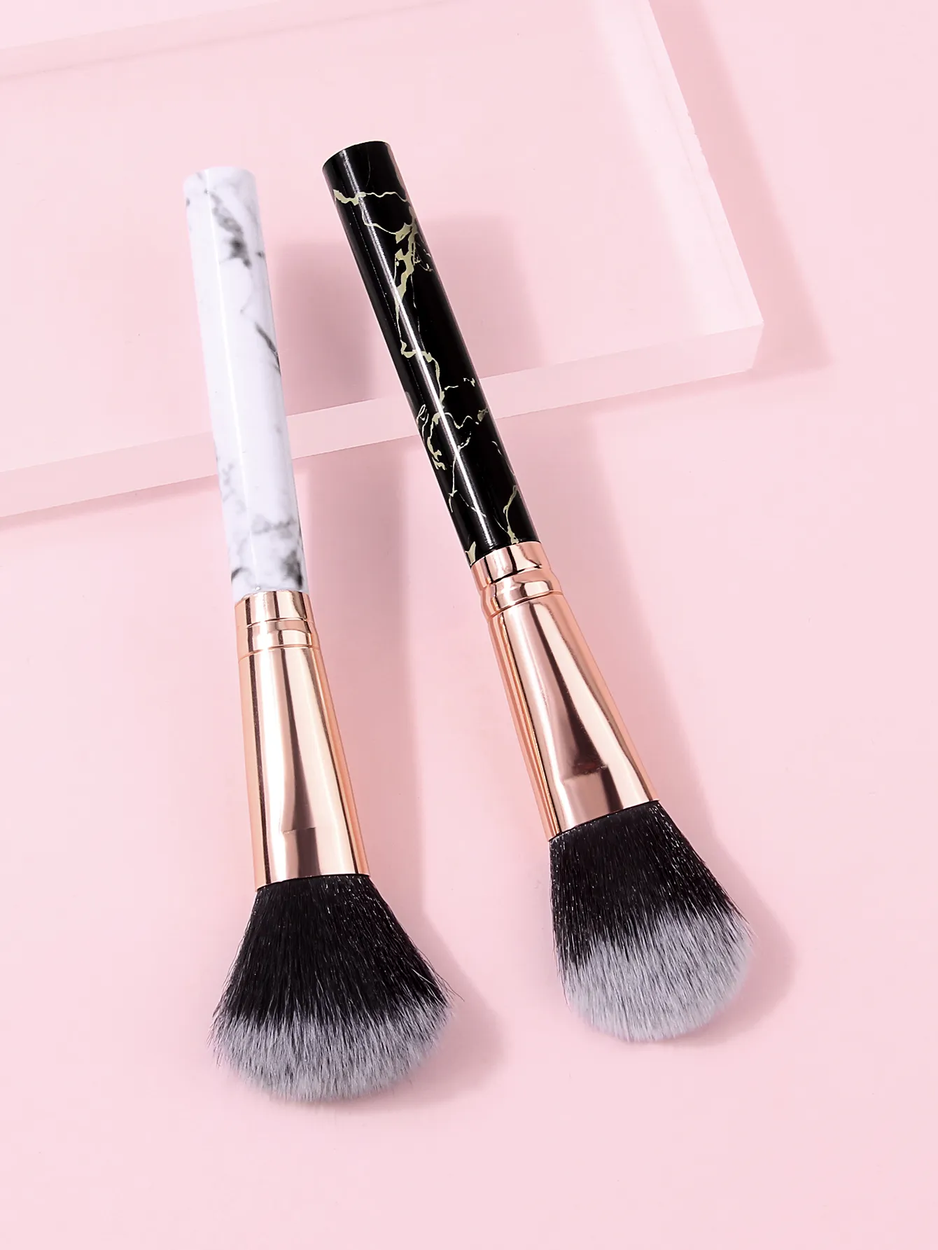 2Pcs Marble Handle Blush Brushes Soft Fluffy Face Makeup Brush For Cheek Blush Powder Cosmetic Blending Beauty Make Up Tools