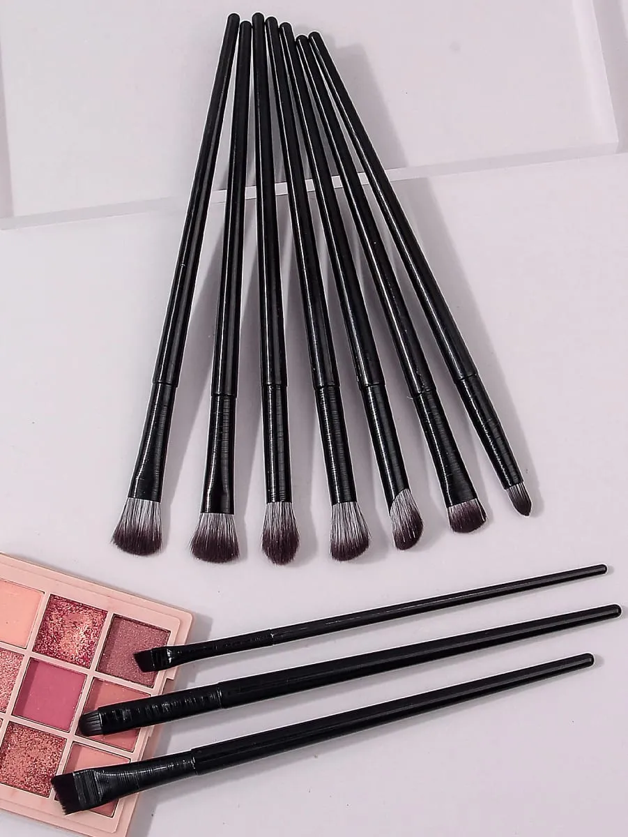 10-delt øjenmakeup børstesæt: Eyeliner øjenskygge Aegyo-sal børster med en PU læder makeup børstepose — image 5