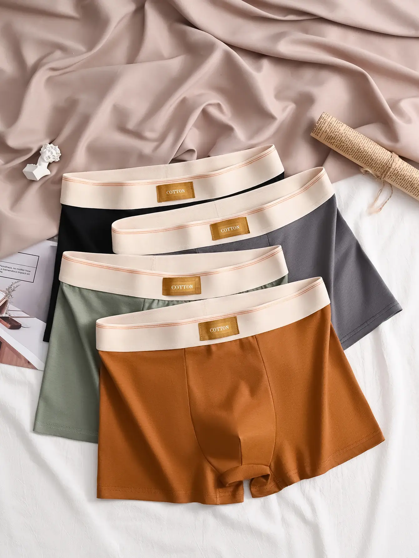 3-teilige Herren-Boxershorts aus hochwertiger Baumwolle, weich, gesund, lässig, modisch, Sport-Boxershorts, trendige Herren-Shorts, Unterwäsche