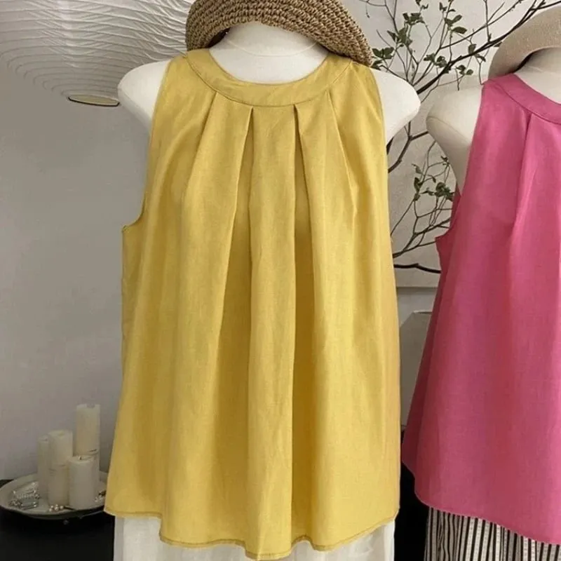 Sleeveless Off Shoulder Loose Korean Tops Tees Women Clothing New Simplicity Youth Street Casual T Shirts Sweet Trend Summer