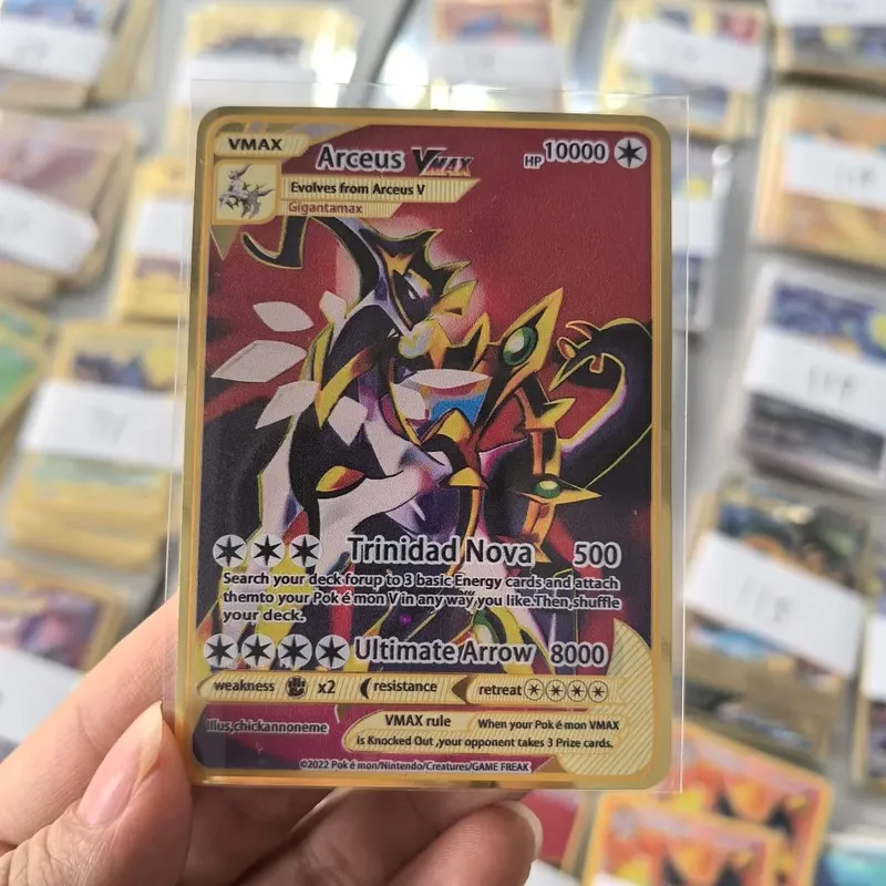 10000HP Charizard Vmax Pokemon Cards Metal English Card Arceus GX Vstar V Golden Limited Kids Gift Game Battle Collection Cards