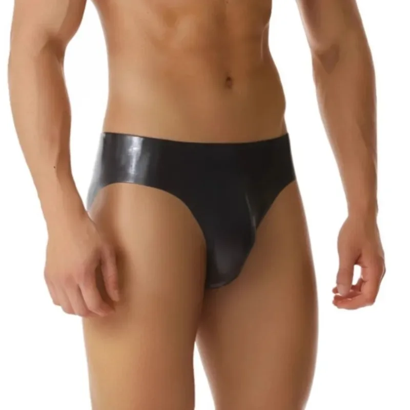 Latex Underwear Transparent Briefs Men's Rubber Convex Pouch Underpants Shiny Male Erotic Lingerie Triangle Panties Slip Homme