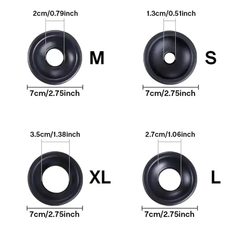 【S】Black Penis Enlargement Ring Sleeve Male Sex Toy Accessory Compatible with Vacuum Pump And Extender for Enhanced Performance