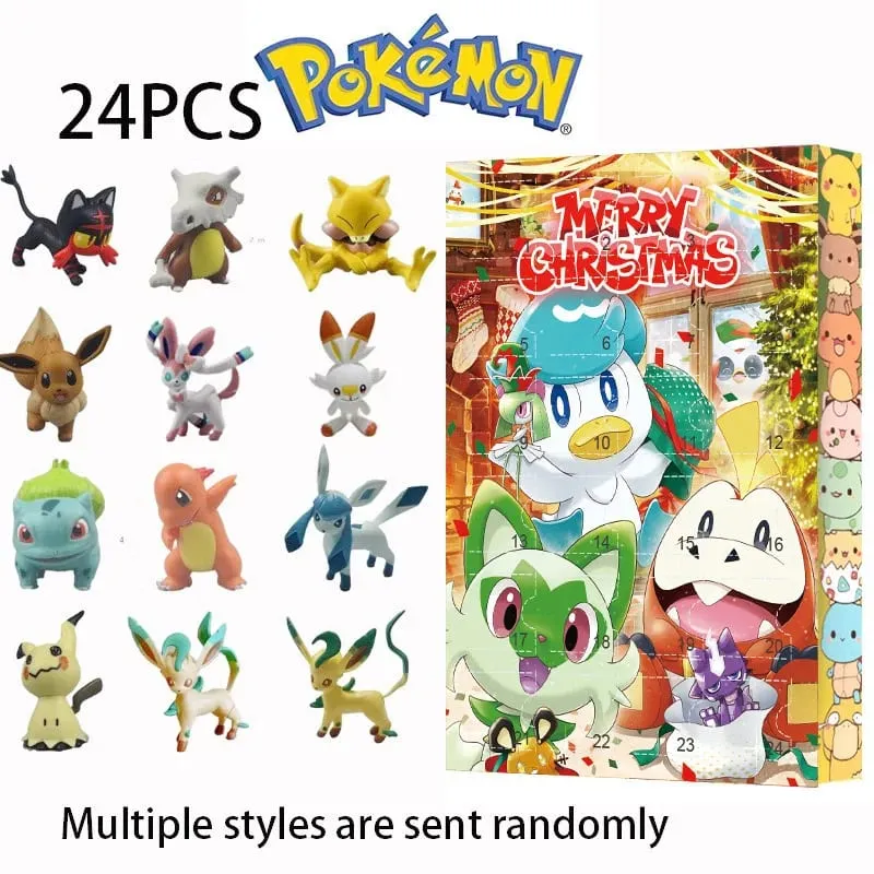 24 Cái/bộ Pokemon Giáng Sinh Ra Đời Lịch Dễ Thương Pikachu Charizard PVC Nhỏ Anime Hình Bất Ngờ Hộp Sinh Nhật Quà Tặng Halloween