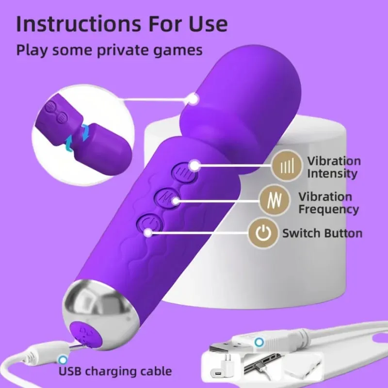 20 prędkości wibrator magiczna różdżka G-spot stymulator łechtaczki akumulator wodoodporny masażer seks-zabawka dla kobiet