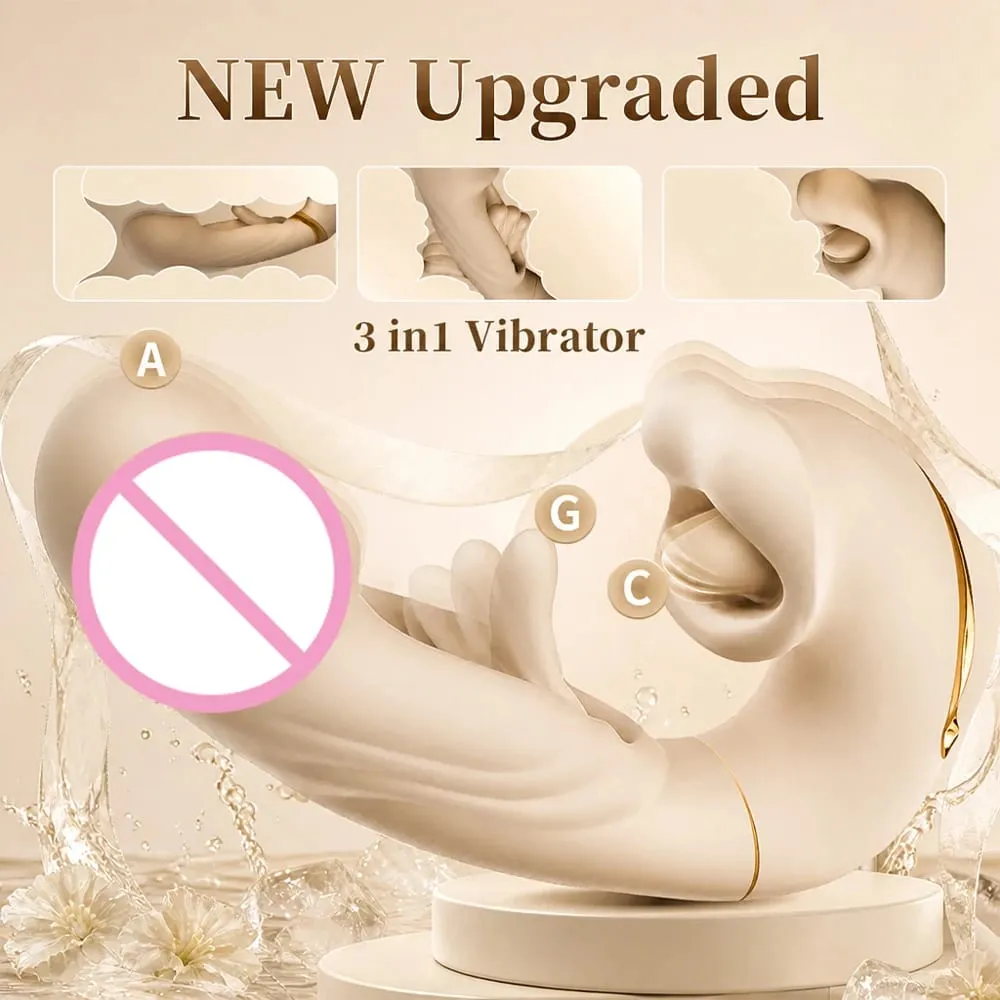 3In1 Thrusting Vibrator Female Tongue Licking Dildo Clitoris Stimultor Finger Flapping Vagin Massager Adult Sex Toys for Women — image 2