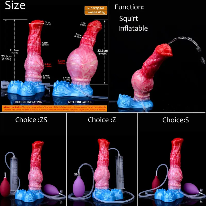 Gode ​​gonflable en Silicone avec nœud d'éjaculation, circonférence réglable, fantaisie, pénis de cheval, jouets sexuels pour adultes, dilatateur Anal
