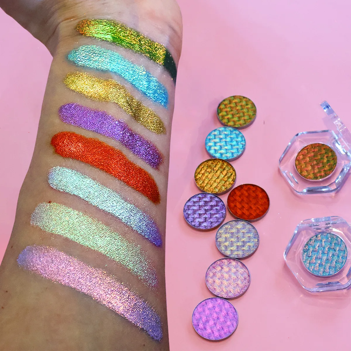 Alluring Chameleon Wet Eyeshadow Palette 26mm Glitter Luminous Metallic Highly Pigmented Multichrome Eyeshadow Aurora Fair