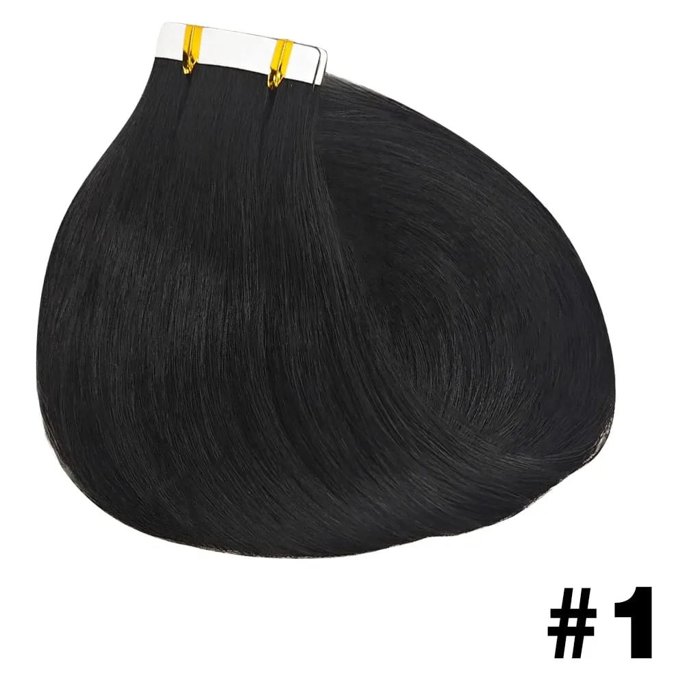 Straight Tape In Hair Extensions Adhesive Invisible Seamless 100% Human Hair 20pcs/50g Replaceable Glue Tape ins Natural Black — image 8