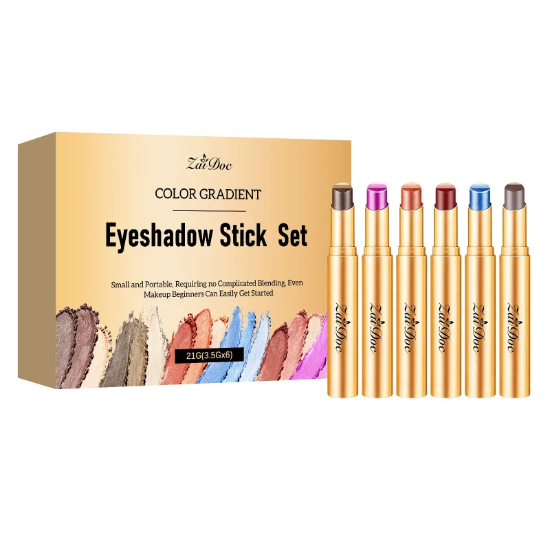 6pcs Multi Color Eyeshadow Stick Set Long Lasting Smooth Blendable Moisturizing Non Drying Beginner Friendly Eye Makeup Women