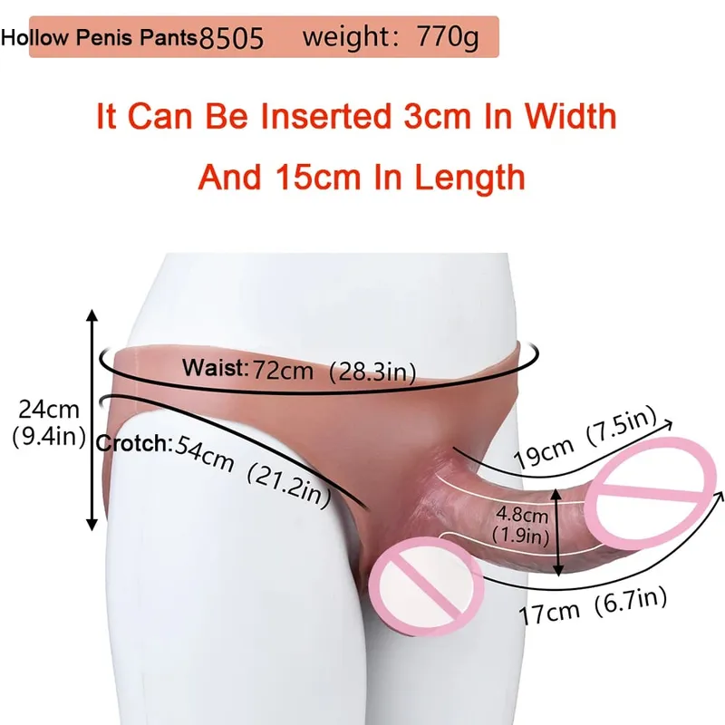 Ultra Realistic Hollow Dildo Panties Silicone Briefs Strapon Penis Extend Sleeve Pants Sex Toys For Men Dick Enlargement — image 10