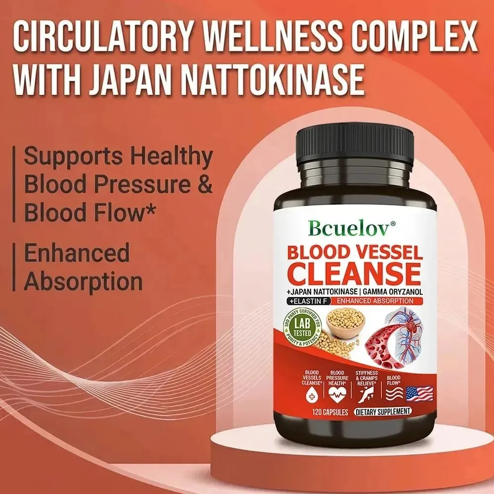 Nattokinase Capsules - Supports Heart and Circulatory Health Helps Maintain Daily Health Vegan and Gluten-Free