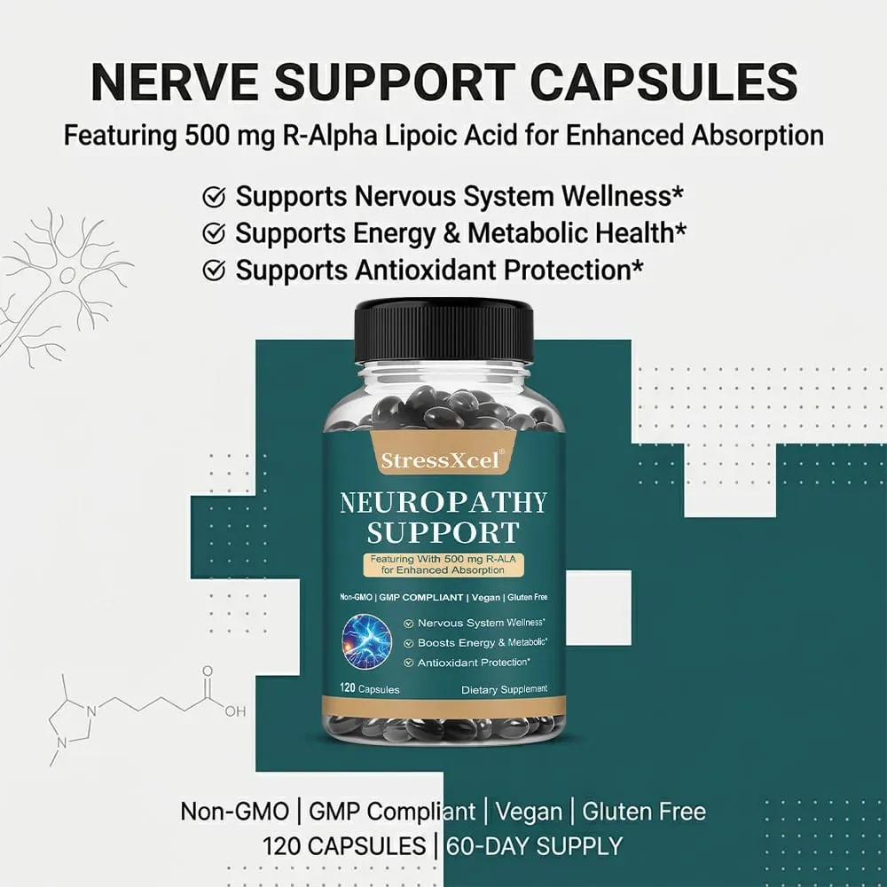 Neuropathy Capsules Herbal Blend Antioxidant Support Daily Nerve Wellness Body Metabolism Cellular Vitality and Mood Calm — image 3