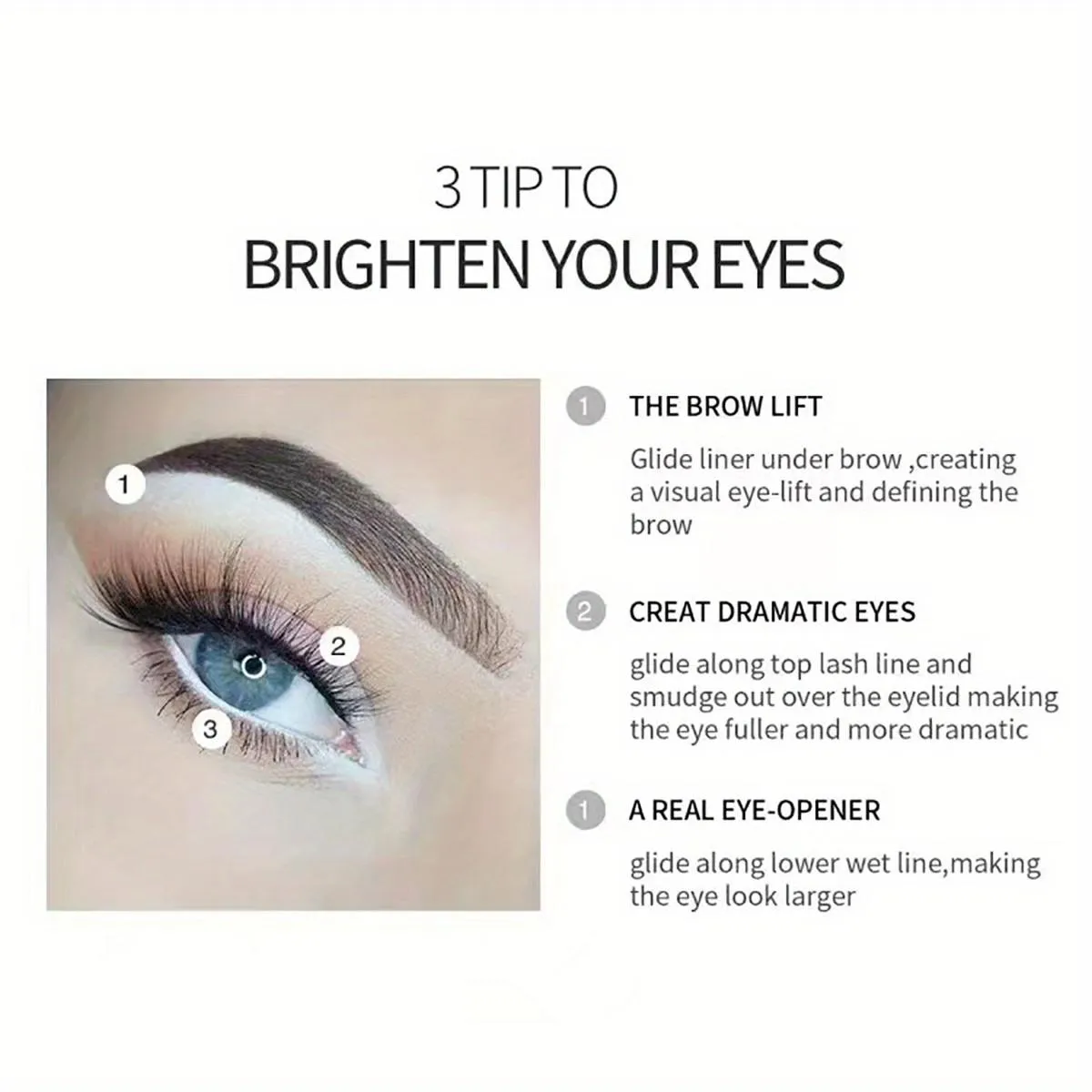 Matte White Wood Eyeliner Eyeshadow Pen Waterproof and Smudge-proof Easy To Use for Beginners Suitable for All Skin Types