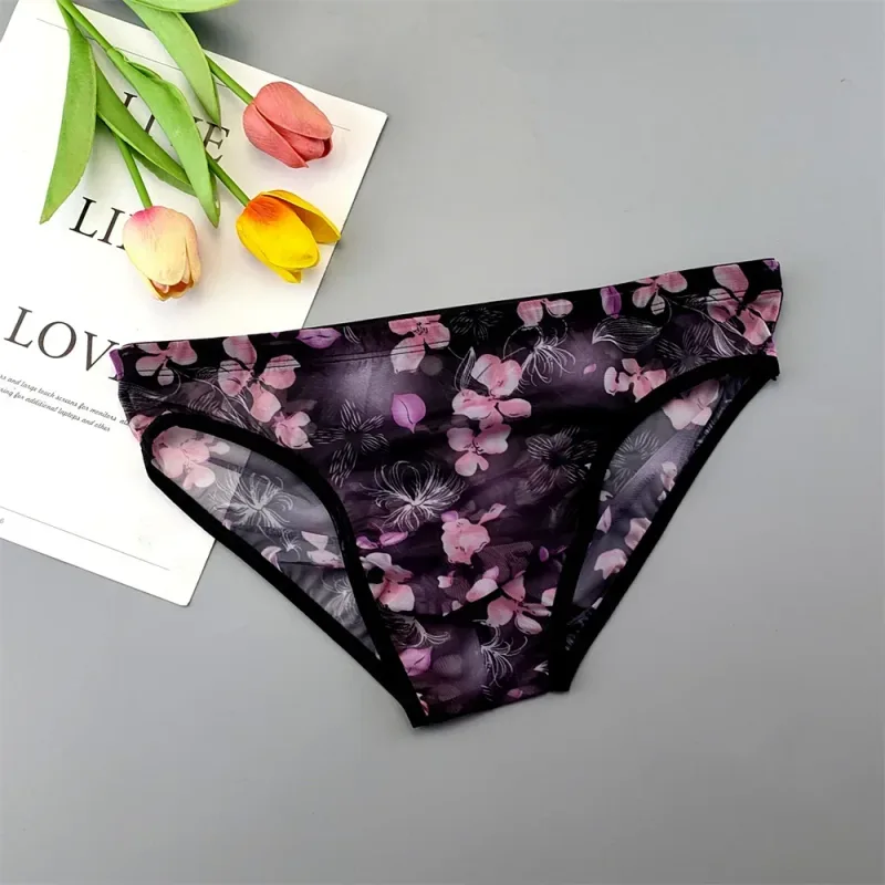 Sous-vêtements transparents de grande taille, slips Sexy pour hommes avec pochette en Nylon, slips respirants, culottes masculines XL-4XL