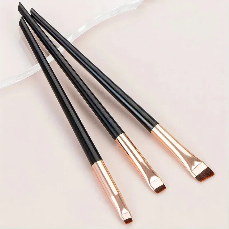 3-Piece Eyeliner & Eyebrow Brushes Set - Ultra-Fine & Flat Tips for Precise Control High-Quality Precision Makeup Application