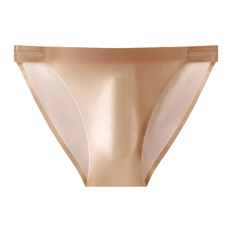 Seamless Quick Drying Men Briefs Underwear Solid Color Ice Silk Light AndThin Underpants Sexy Breathable 3D Pouch Panties Undies