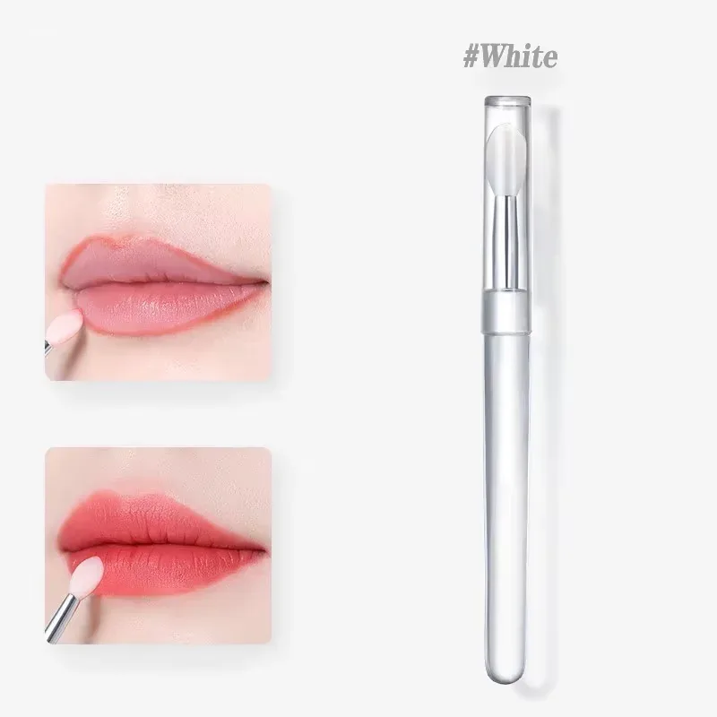 Silicone Lip Mask Brushes (Transparent/Pink)- Portable Lip Scrub Applicator Soft Silicone Tip for Lip Balm/Lip Mask