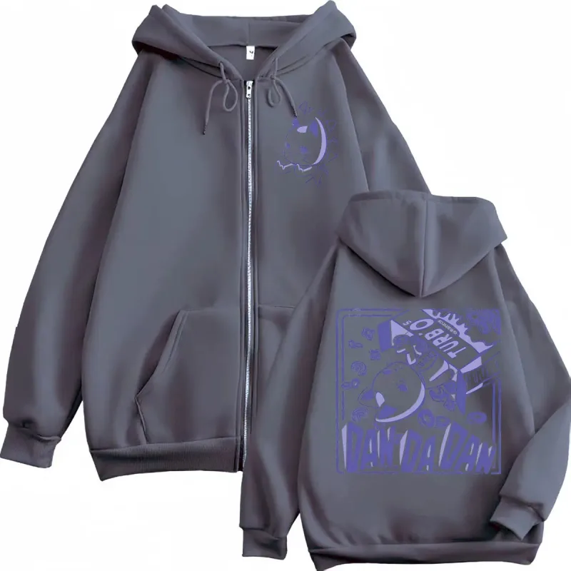 Anime Dandadan Turbo Granny Double Sided Print Zipper Hoodie Japanese Manga Style Zip Up Sweatshirts Men Women Casual Pullovers — image 4
