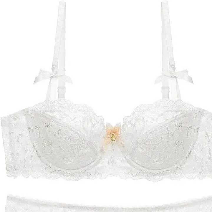 ผู้ขายที่ดีที่สุดผู้หญิงเซ็กซี่ลูกไม้ครึ่งถ้วย Bra ชุด Underwire รวบรวมบาง Push Up Elegant ประณีตลูกไม้ Comfort ชุดชั้นในชุด