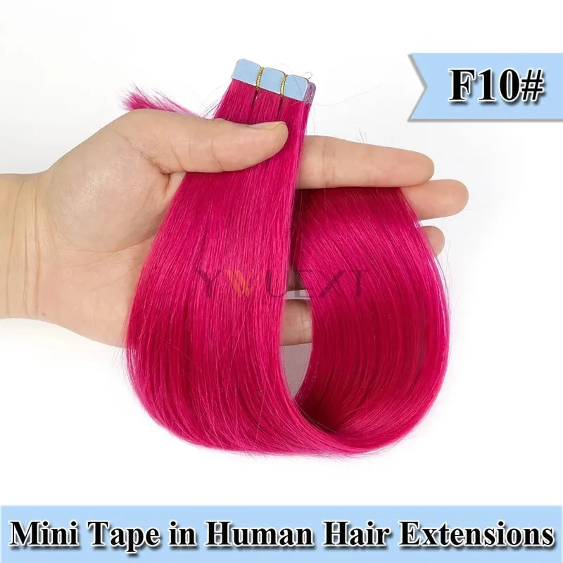 12-20 Inches Mini Tape in Human Hair in Fancy Colors Natural Straight Seamless Tape Hair Extensions for Outlet Hairstyles