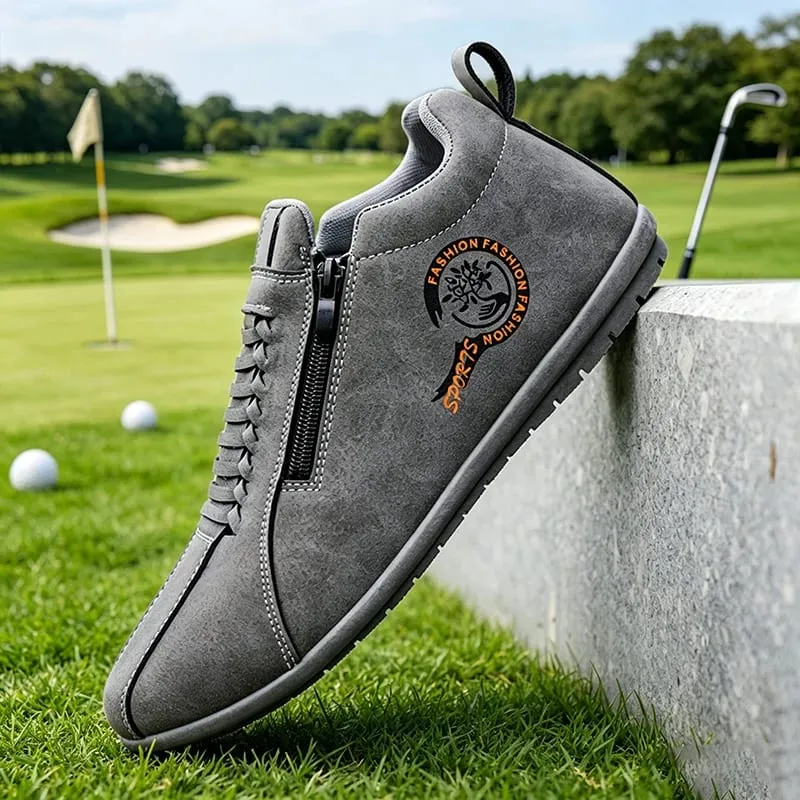 Men's Suede Side-Zip Casual Sneakers Low-Top Flat Sole Comfortable Walking Shoes for Men