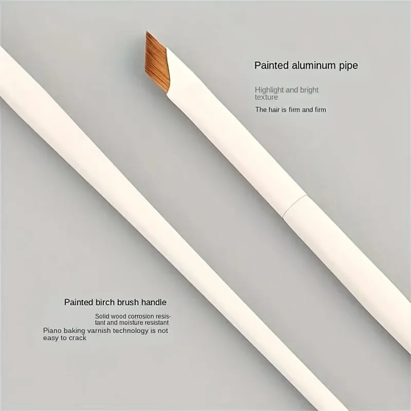 1pc Porcelain White Precision Angle Eyeliner Pencil And Eyebrow Brush Set - Nylon Brush Suitable For All Skin Types