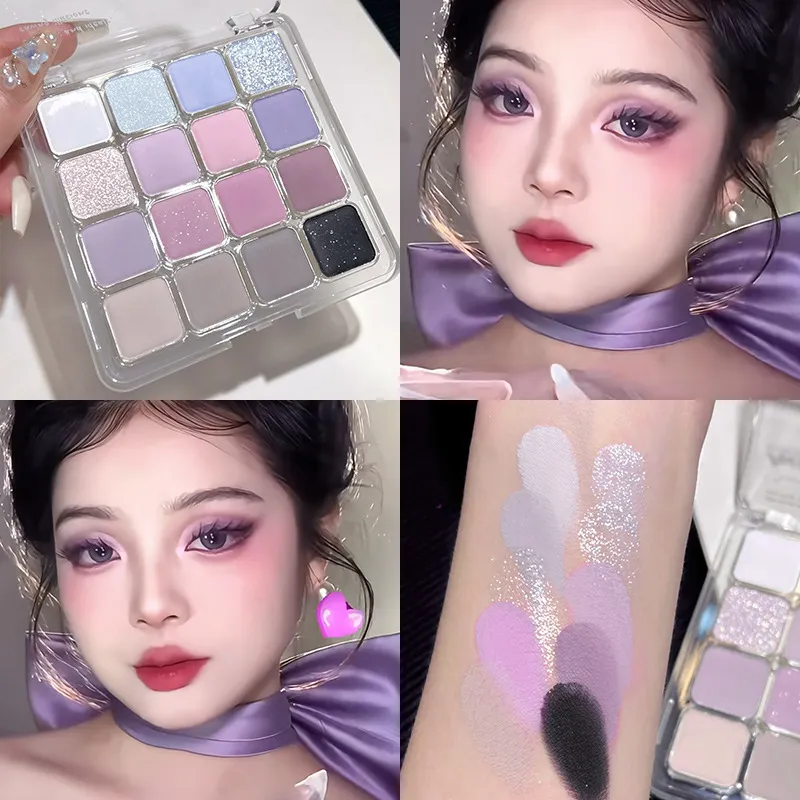 16 Color Eyeshadow Palette Matte Low Saturation Waterproof Glitter Blue Eye Shadow Long Lasting Pink Eyes Makeup Korean Cosmetic