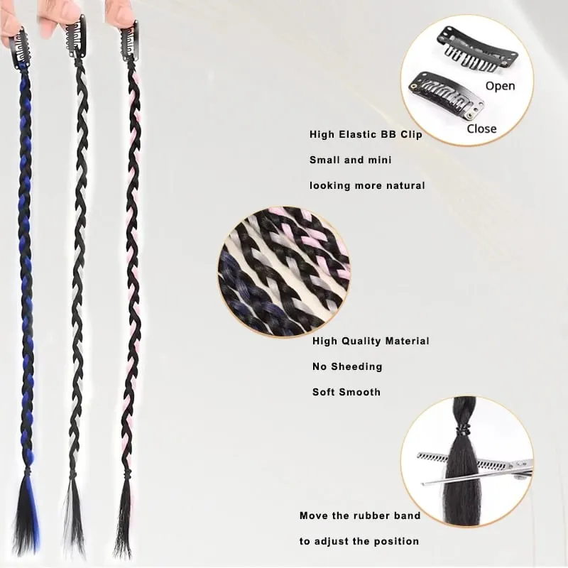 1PCS Y2K Style wig Braid 20 inch Multi-Color Synthetic Hair Clip Suitable for Daily Christmas and Music Festival Parties — image 4