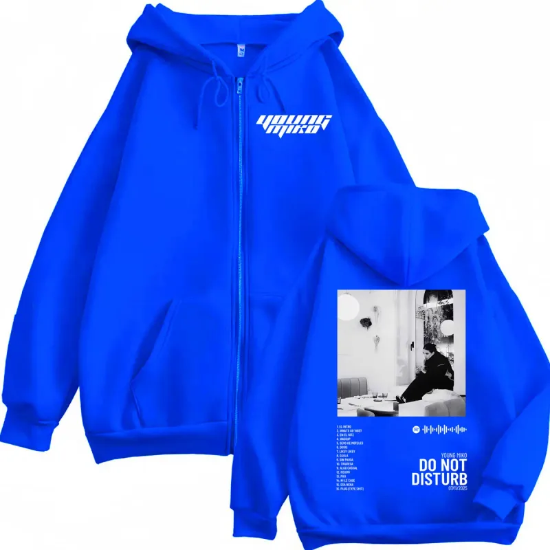 Young Miko Do Not Disturb Album Poster Graphic Zipper Hoodie Hip Hop Vintage Zip Up Pullovers Men Women Casual Loose Sweatshirts