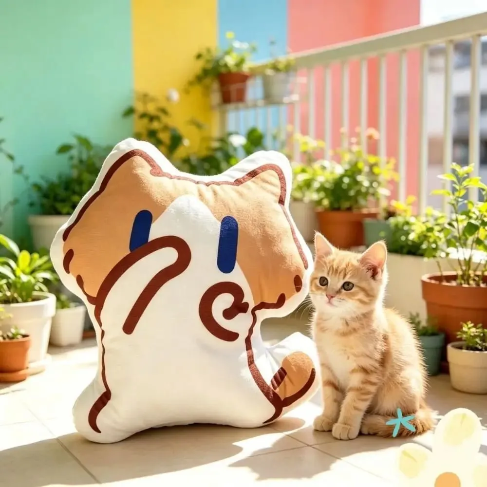 Cute Soft Monthly Salary Cat Plush Home Ornament Sofa Decor Cat Plush Throw Pillow Cushion Cartoon Cat Stuffed Pillow Student