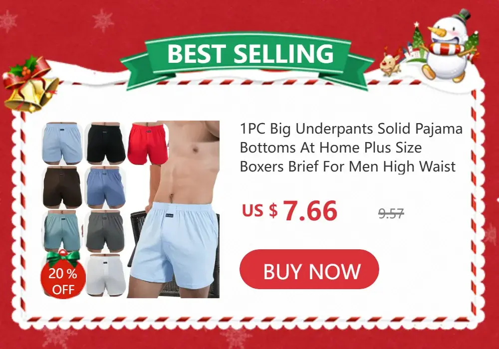 1PC Big Underpants Solid Pajama Bottoms At Home Plus Size Boxers Brief For Men High Waist Allo Pants Cotton Slacks Sleep Bottoms