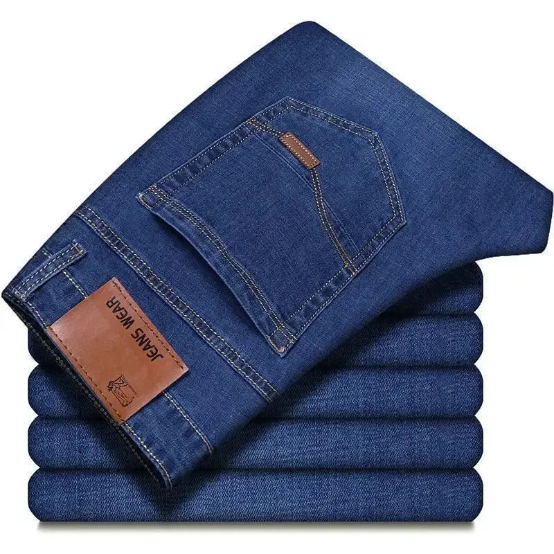 2025 New Business Men's Jeans Casual Comfortable Straight Stretch Fashion Classic Premium Blue Black Denim Pants Large Pants — image 4