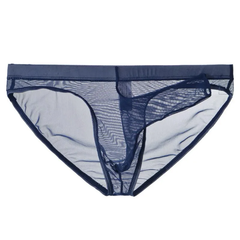 Men Underwear Mesh Transparent Elephant Nose Briefs Thin Lightweight Quick Dry Low Waist Breathable Underpants