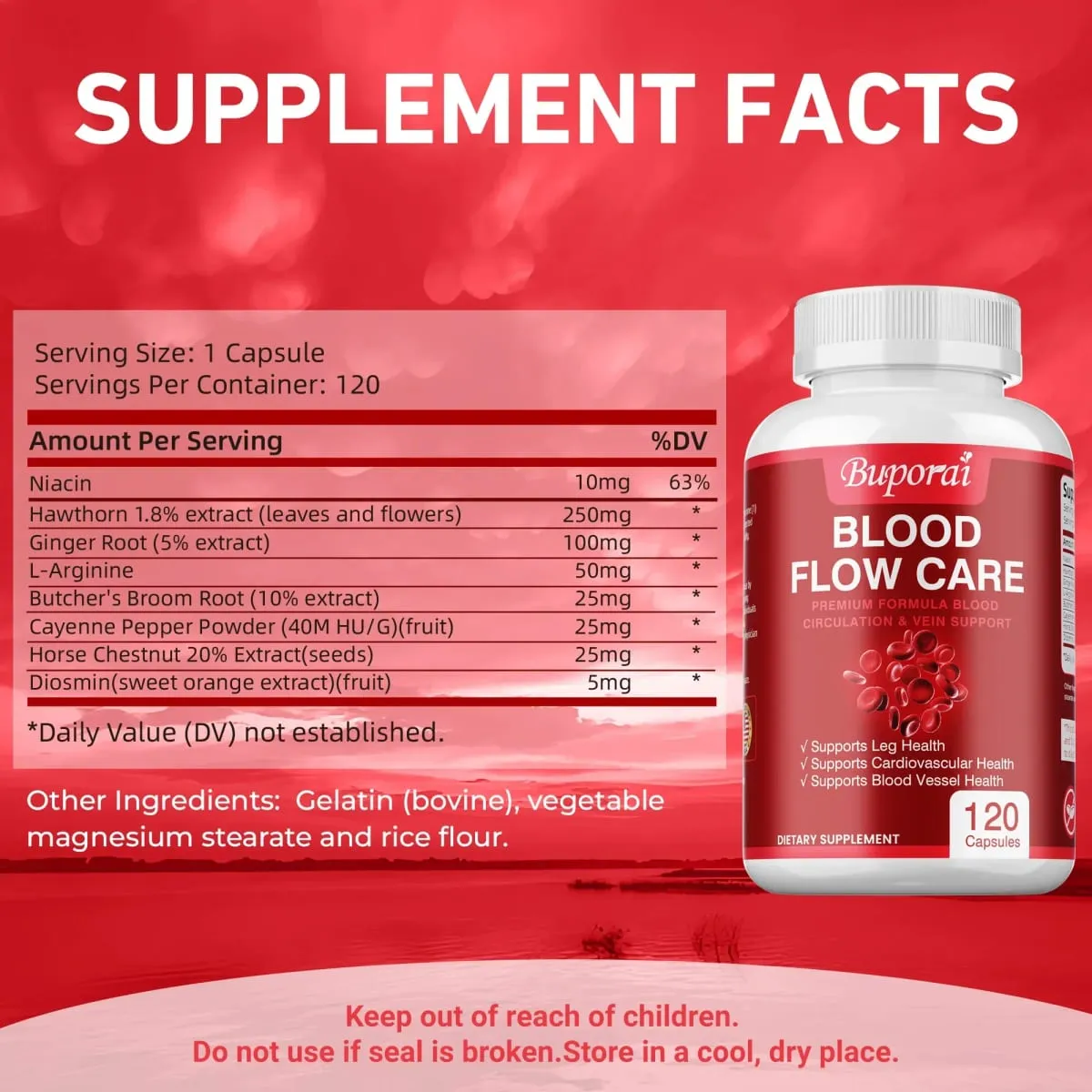 Blood Flow Care - Improves Hypoglycemia Lower Cholesterol Improves Circulation Supports Leg Veins and Cardiovascular Health