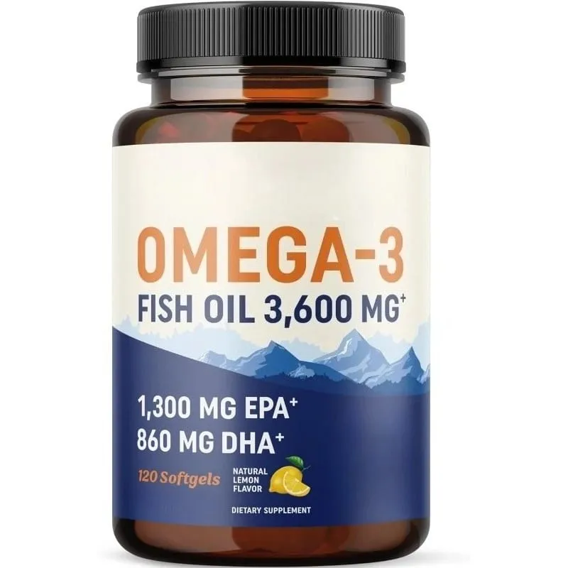 Omega-3 Fish Oil 3600mg EPA DHA 120 Softgels Non-GMO Dietary Supplement Supports Heart Brain Eye Joint Health Immune System