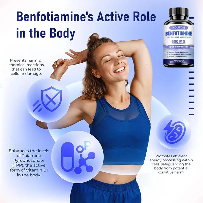 Benfotiamine Supplement High Absorption Vitamin B1 Support Healthy Nerves Glucose Metabolism & Antioxidant Defense