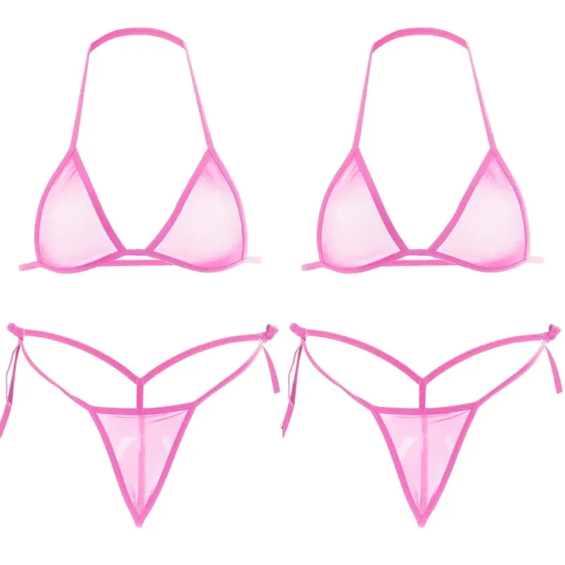 Set Lingerie Seksi Wanita 2 Buah Set Bra Tanpa Kawat Jaring Ultratipis Lingerie Set Pakaian Dalam Eksotis Transparan Wanita Ultra Panas — image 8