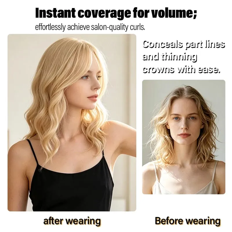 High Quality Synthetic Water Wave Wig Topper Middle Part With Natural Shine Easy To Apply For Quick Volume Boost.