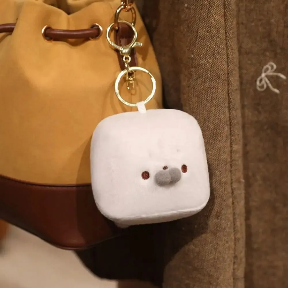 Cute Seal Expression Plush Doll Toy Square Soft Tofu-Shaped Cushion Tofu-Shaped Bag Charm Home Decoration