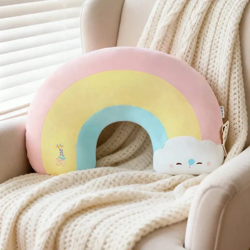 Creative Weather Series Rainbow Cloud Plush Pillow Soft Cute Cartoon Kawaii Stuffed Doll For Kids Sofa Cushion Home Decor