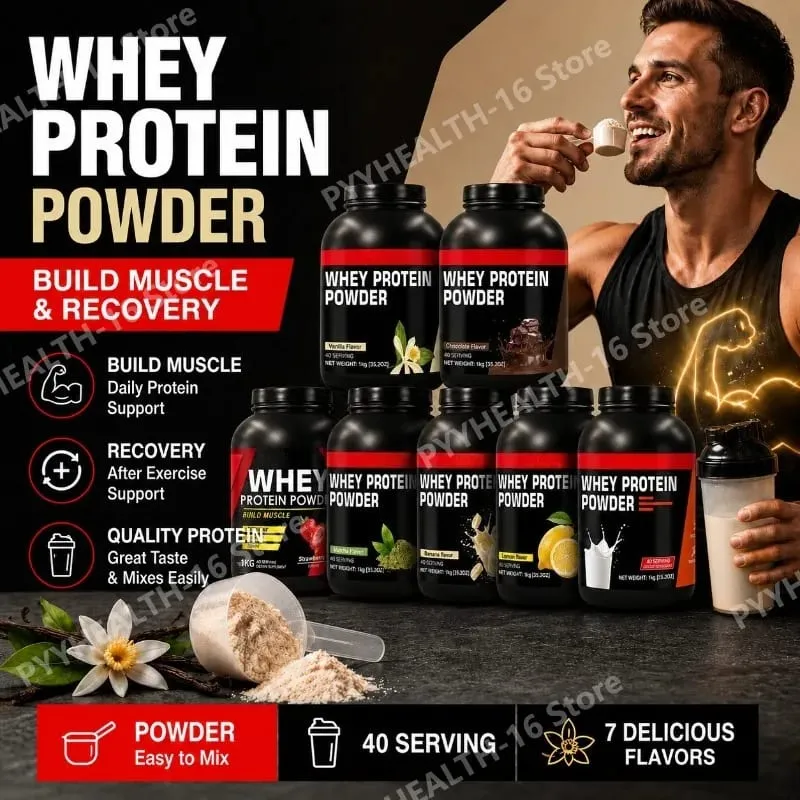 Whey Protein Powder Multiple Flavors Lean Muscle Support & Post-Workout Nutrition Easy Mix Protein 40 Servings 1kg / 35.2 Oz