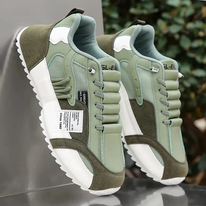 1pair Vintage Style Men'S Breathable Mesh Thick Sole Dad Sneakers - Casual Sports Running Shoes with Lace-Up Closure Faux & Fab
