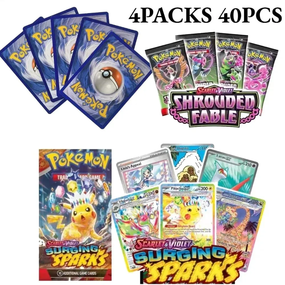楽しい 40 ピースポケモンカードパック 4 セット日月バイオレット 151 英語トレーディングカードグッズおもちゃハロウィンギフトファンタジー SF