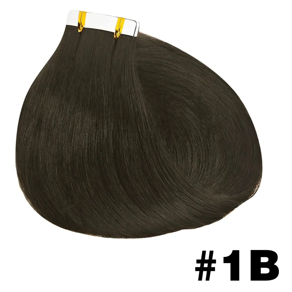 Straight Tape Ins Hair Extensions 50g Natural Black 100% Human Hair Tape In Invisible Glue Seamless Full Head Adhesive 26 Inches — image 9