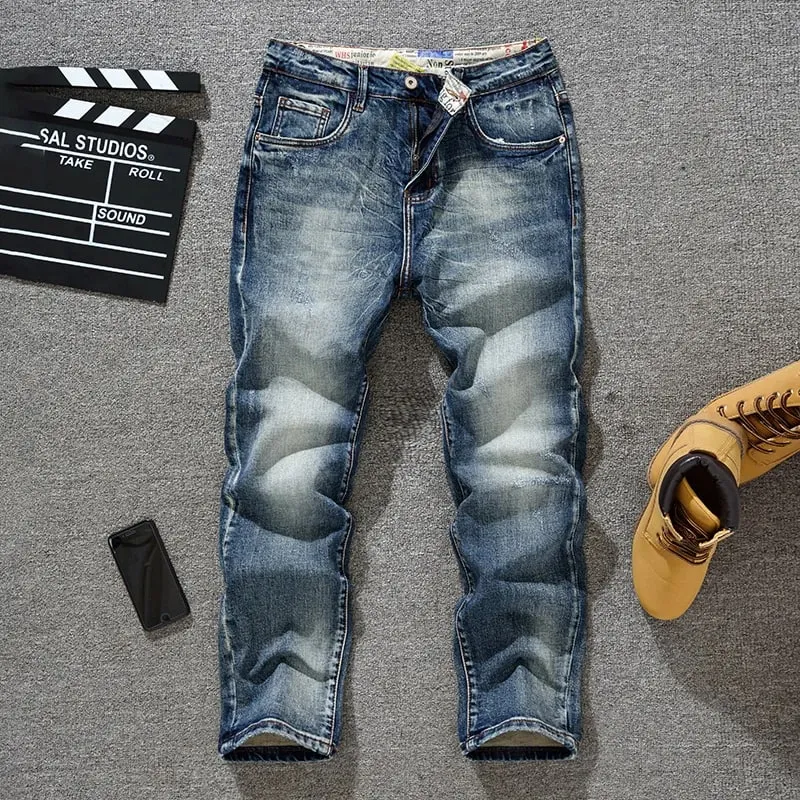 Spring/Summer Retro Trendy Brand American Jeans Men's Versatile Harlan Slimming Heavy Weight High Street Trendy Denim Pants — image 4